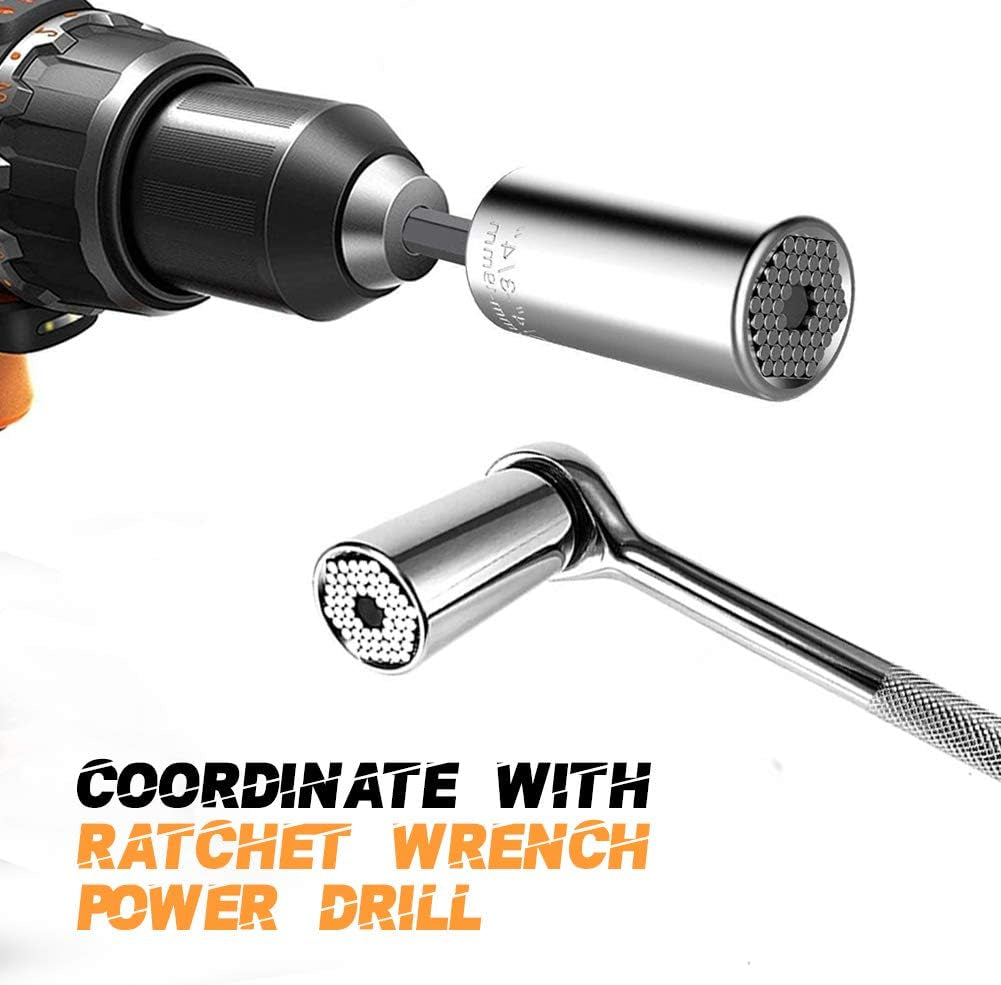 Universal Self-Adjusting Socket, Chrome Vanadium Steel, Multi-Functional with 54 Spring Pins, Engraved 'I Love You', 1/4" to 3/4" and 7mm to 19mm, 125 lbs Torque Capacity