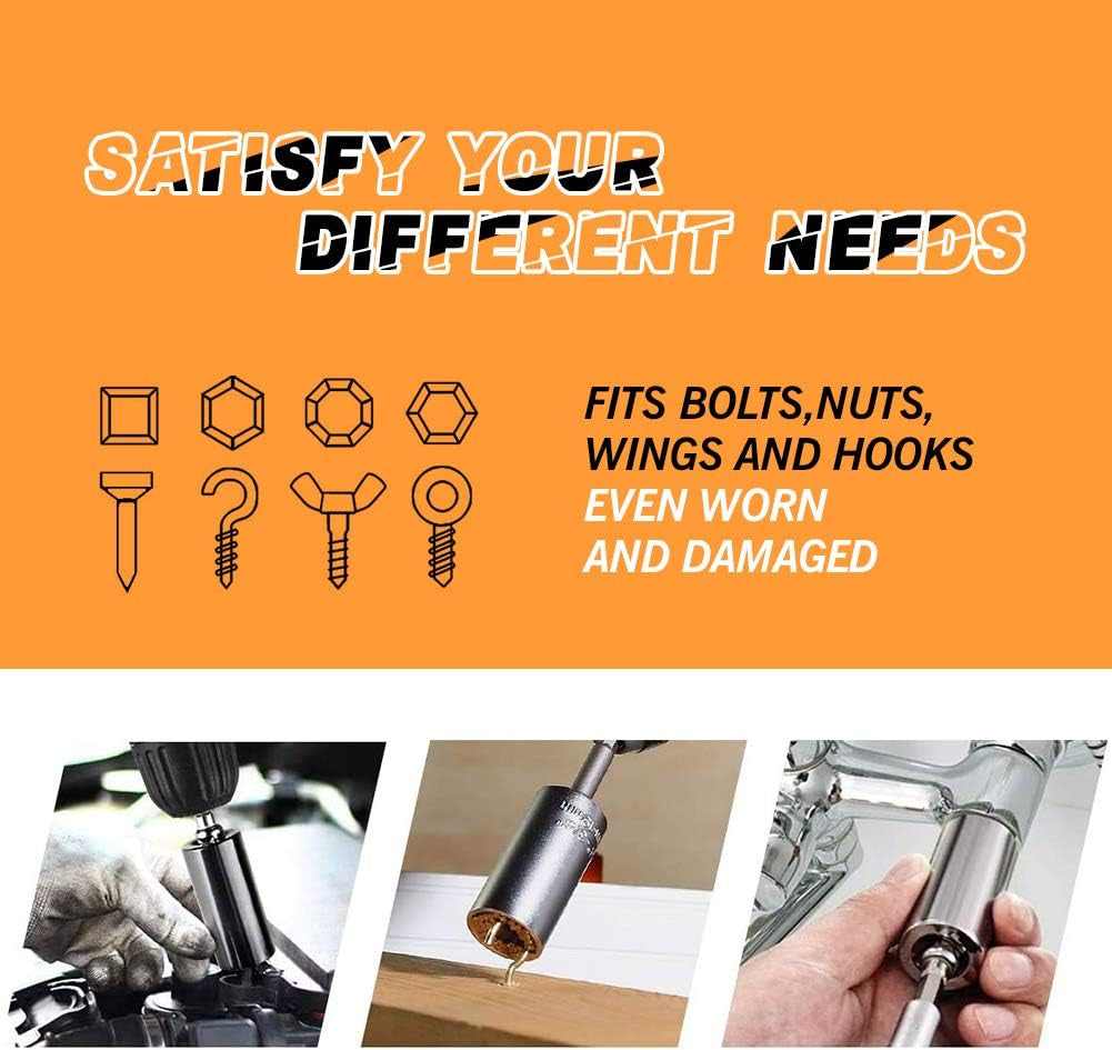 Universal Self-Adjusting Socket, Chrome Vanadium Steel, Multi-Functional with 54 Spring Pins, Engraved 'I Love You', 1/4" to 3/4" and 7mm to 19mm, 125 lbs Torque Capacity