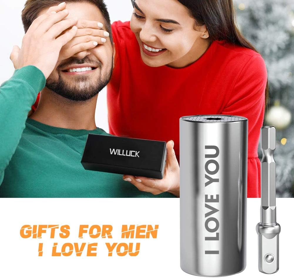 Universal Self-Adjusting Socket, Chrome Vanadium Steel, Multi-Functional with 54 Spring Pins, Engraved 'I Love You', 1/4" to 3/4" and 7mm to 19mm, 125 lbs Torque Capacity