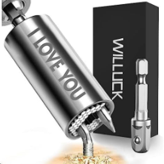 Universal Self-Adjusting Socket, Chrome Vanadium Steel, Multi-Functional with 54 Spring Pins, Engraved 'I Love You', 1/4" to 3/4" and 7mm to 19mm, 125 lbs Torque Capacity